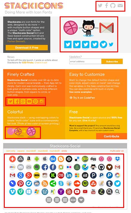Colorful Icon Font Stackicons