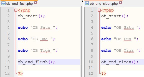 Perbedaan ob_end_flush dan ob_end_clean dalam PHP