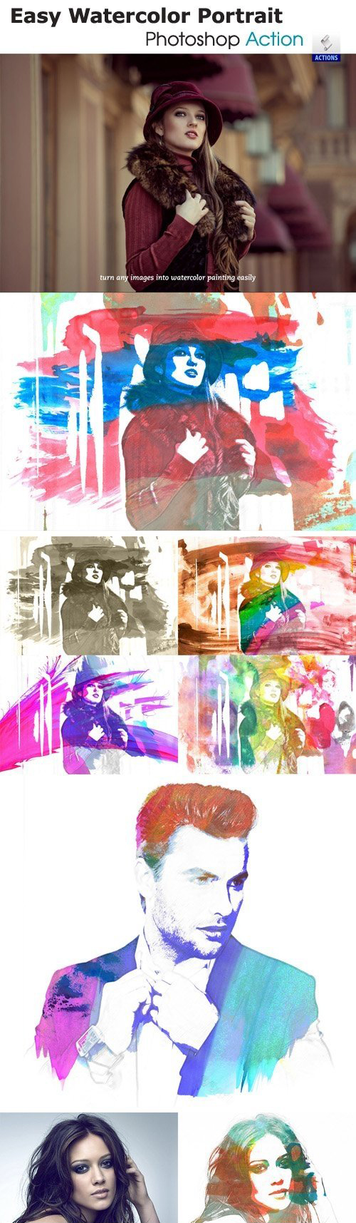 Free Download Watercolor Portrait Photoshop Action