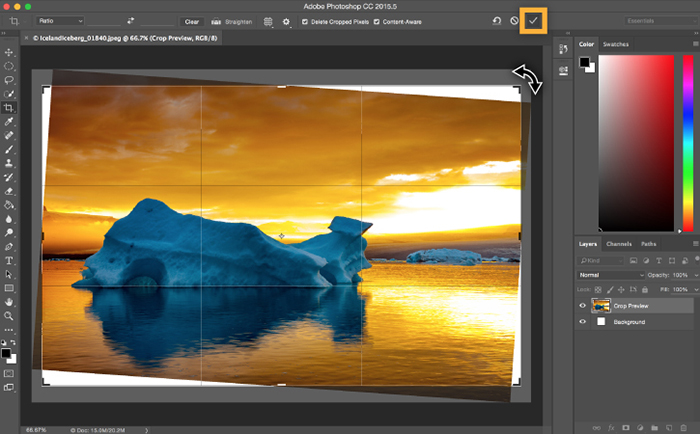 Content Aware Crop pada Photoshop