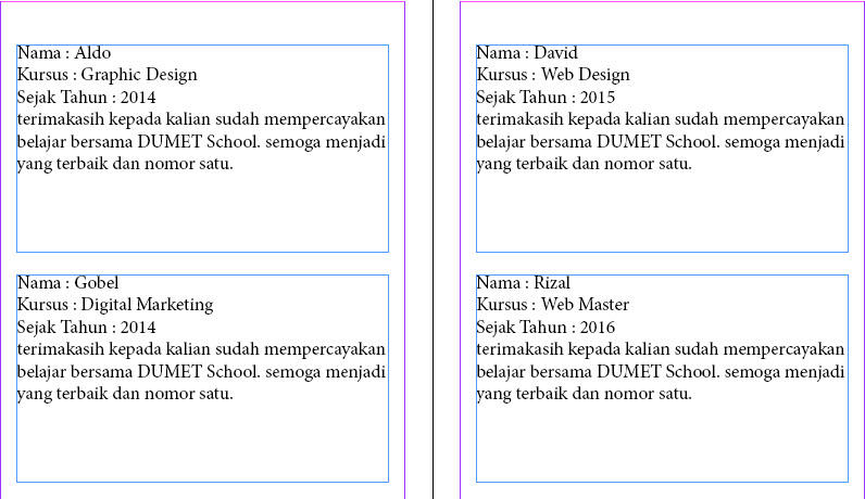 Cara untuk Data Merge di Indesign