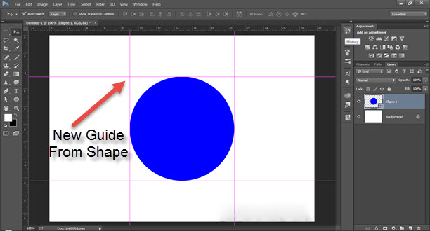 New Guide From Shape pada Photoshop