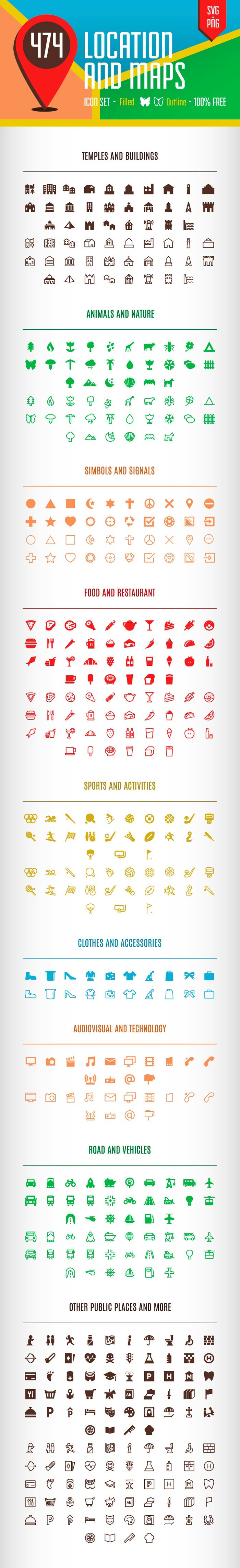 Gratis 240 icon maps dan location
